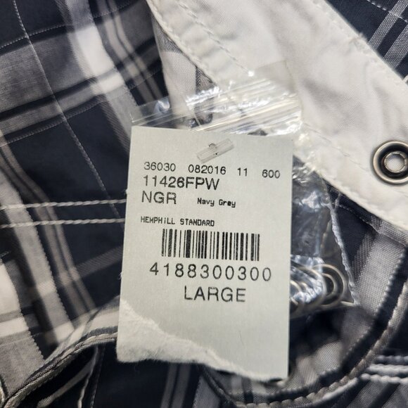 BKE Shirt Mens Large Navy Gray Plaid Standard Fit Pearl Snap Western Cowboy - Picture 10 of 10